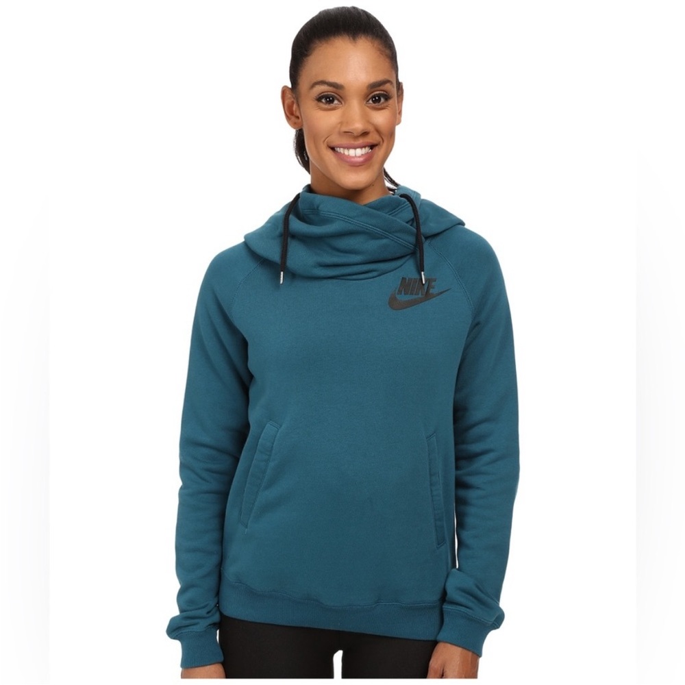 Nike Funnel Neck Hoodie Green Blue size Medium